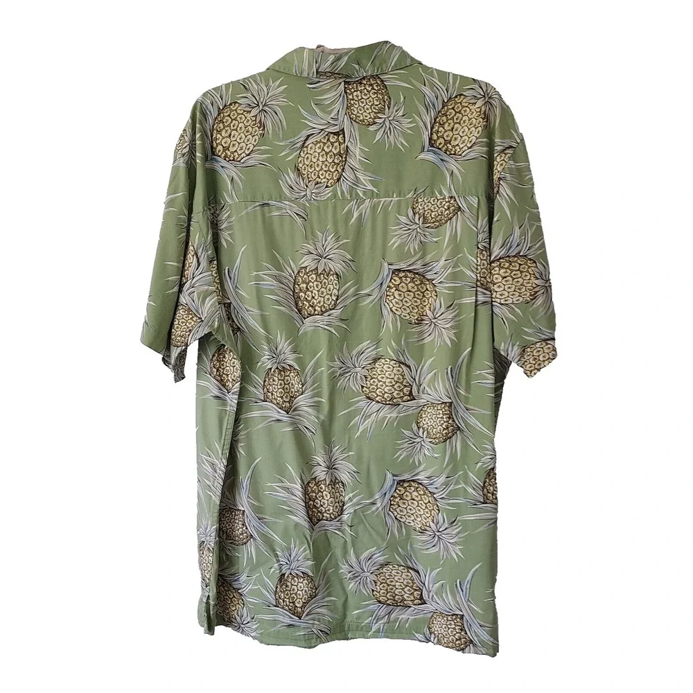Vtg Chaps Ralph Lauren Shirt‎ Mens Large Pineapple Loop Collar Hawaiian Camp Y2K